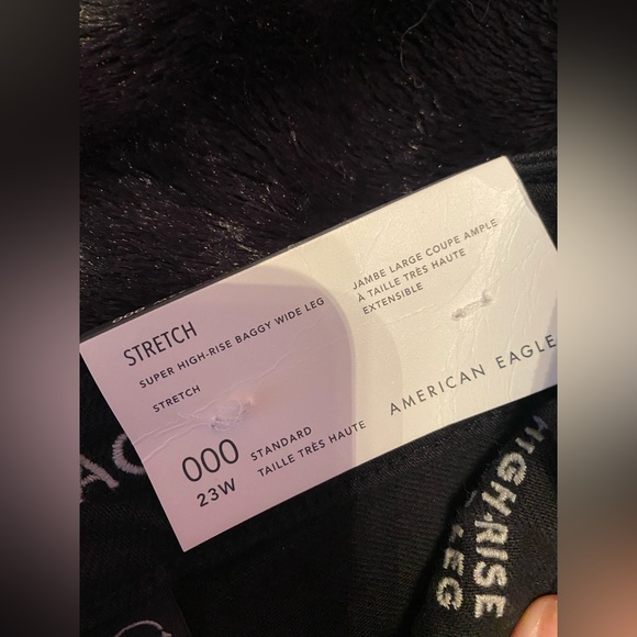 AE Dreamy Drape Woven Super High-Waisted Baggy Wide-Leg Pant - Black NWT - Picture 9 of 14